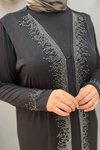 Siyah Büyük Beden Taş Detaylı Sandy Yelek Takım Elbise