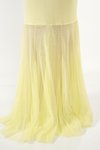 Sarı Uzun Kısa Kollu Etek Tül Astarlı Göğüs Taş Detaylı Abiye Elbise