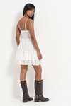 Askılı Offwhite Gül Detaylı Gipeli Mini Elbise