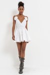 Askılı Offwhite Off White V Yaka Mini Poplin Elbise
