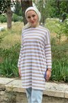 Latte Kalın Çizgili Oversize Tunik