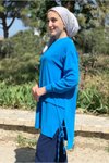 Mavi Bağcıklı Uzun Tunik