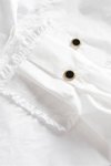 Beyaz Şık Düğme Detaylı Kolları Pileli Gömlek