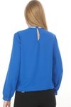 Saks Mavi Jessica Kumaş Gömlek Yakası Taş Detaylı Bluz
