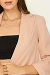 Pembe Kruvaze Yaka Gold Düğme Detaylı Blazer Ceket