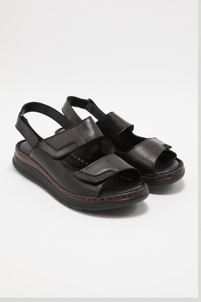Siyah Comfort Deri Sandalet