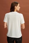 Beyaz Baskılı Basic T-shirt