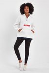 Beyaz Garnili Baskılı Oversize Sweatshirt