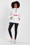 Beyaz Garnili Baskılı Oversize Sweatshirt