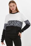 Beyaz Leopar Desenli Sweatshirt