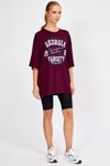 Bordo Baskılı Oversize T-shirt