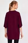 Bordo Baskılı Oversize T-shirt