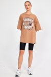 Camel Baskılı Oversize T-shirt