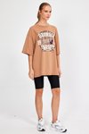 Camel Baskılı Oversize T-shirt