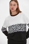 Ekru Leopar Desenli Sweatshirt