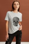 Gri Baskılı Basic T-shirt