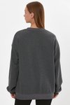 Gri Cep Detaylı Oversize Sweatshirt