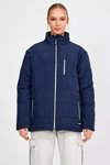 Lacivert Astarli Oversize Kapitone Mont