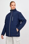 Lacivert Astarli Oversize Kapitone Mont