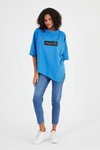 Mavi Asimetrik Kesim Oversize T-Shirt