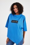 Mavi Asimetrik Kesim Oversize T-Shirt