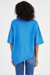 Mavi Asimetrik Kesim Oversize T-Shirt