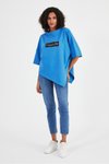 Mavi Asimetrik Kesim Oversize T-Shirt