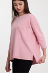 Pembe Cep Detaylı Sweatshirt