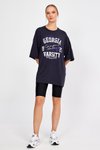 Siyah Baskılı Oversize T-shirt