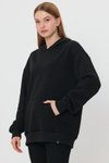 Siyah Kangru Cepli Kapişonlu Sweatshirt