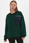 Yeşil Cep Detaylı Oversize Sweatshirt