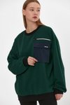 Yeşil Cep Detaylı Oversize Sweatshirt