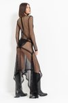 Siyah İç Bikini Altlı Uzun Kol File Mini Abiye Elbise