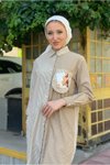 Camel Cebi Saten Detay Poplin Uzun Tunik