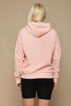 Pembe Kapüşonlu Yazı Detaylı Örme Sweatshirt