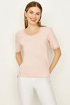 Pembe Yakası Dantelli Basic T-shirt