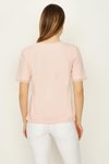 Pembe Yakası Dantelli Basic T-shirt