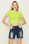 Yeşil Basic Örme Crop Body