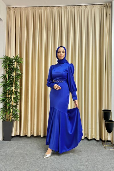 Mavi Asmin Abiye Elbise
