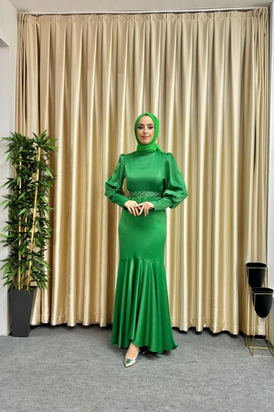 Yeşil Asmin Abiye Elbise