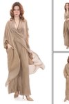 Camel Italyan İpek Detaylı Oversize Kaftan &amp; Bluz