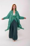 Mint Yeşili Italyan İpek Detaylı Oversize Kaftan &amp; Bluz