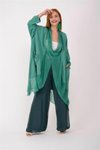 Mint Yeşili Italyan İpek Detaylı Oversize Kaftan &amp; Bluz