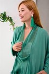 Mint Yeşili Italyan İpek Detaylı Oversize Kaftan &amp; Bluz