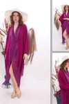 Mürdüm Italyan İpek Detaylı Oversize Kaftan &amp; Bluz