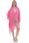 Pembe Italyan İpek Detaylı Oversize Kaftan &amp; Bluz