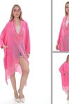 Pembe Italyan İpek Detaylı Oversize Kaftan &amp; Bluz