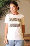 Beyaz Leopar Desenli T-shirt