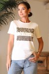 Beyaz Leopar Desenli T-shirt