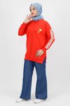 Oranj Kolları Nakış Detaylı İplik Sweatshirt